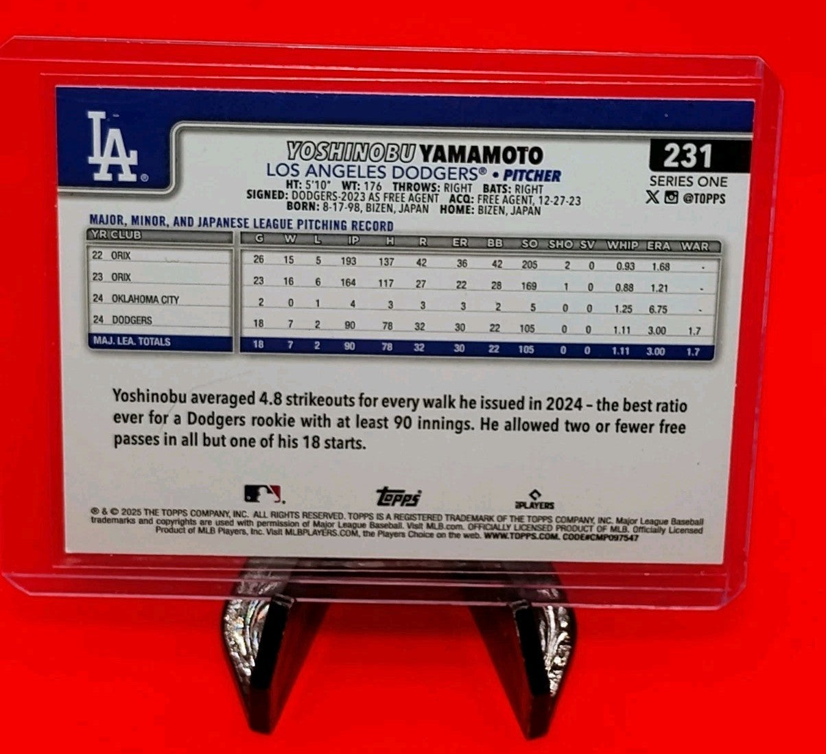 Yoshinobu Yamamoto 2025 Topps Series 1 Future Stars #231 Rainbow HoloFoil 🔥💎