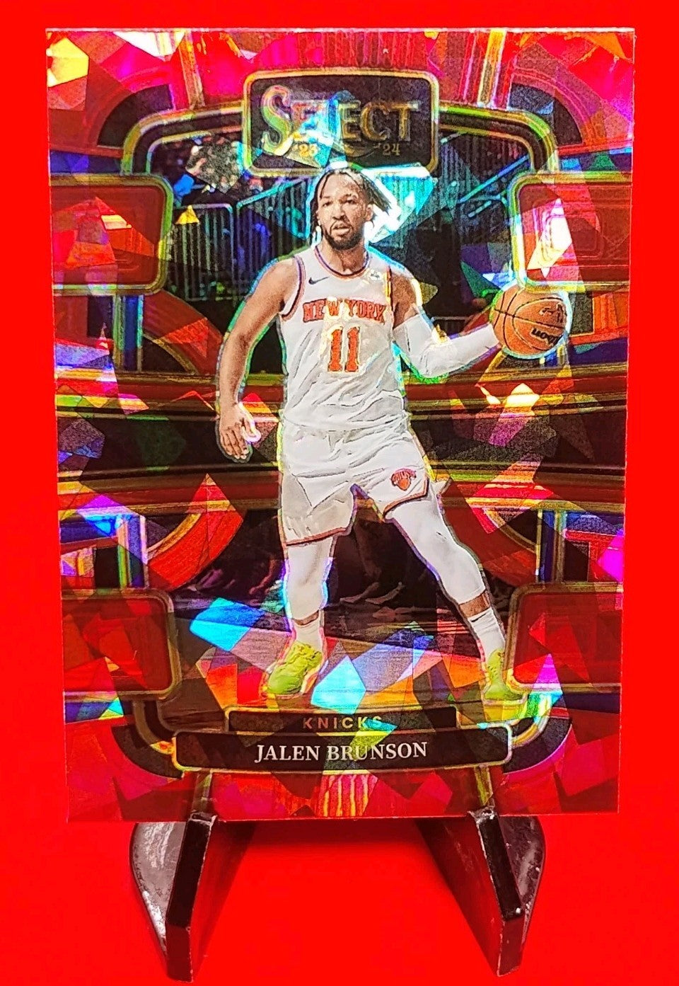 Jalen Brunson 2023-24 Select Concourse #7 Red Cracked Ice Prizm NY Knicks MVP