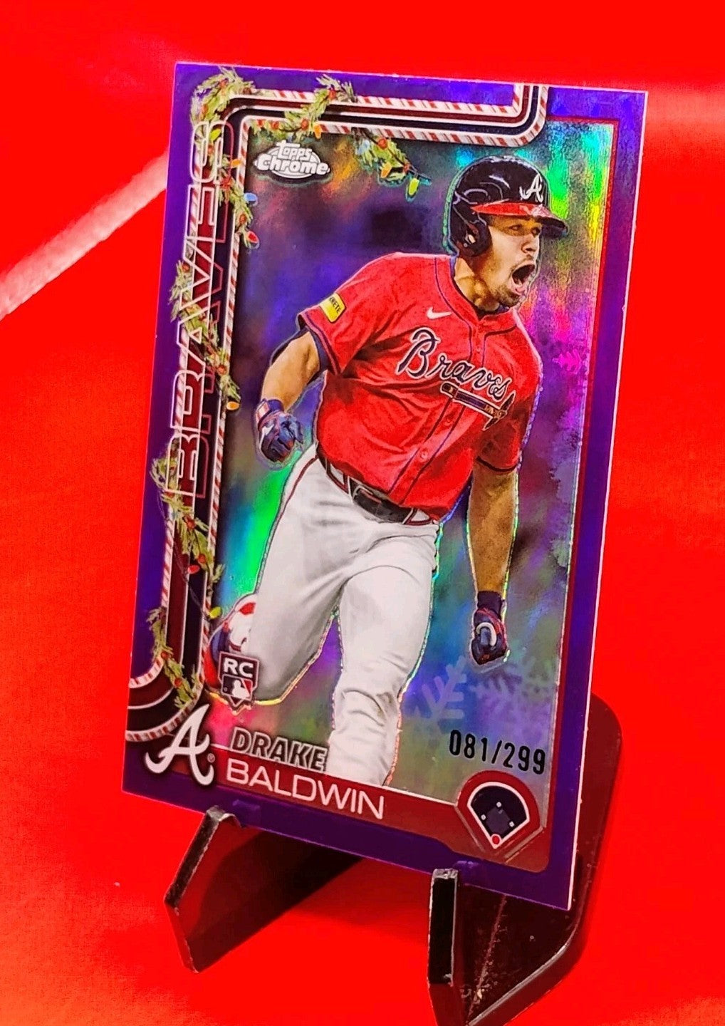 Drake Baldwin 2025 Topps Holiday Chrome #HC60 Purple Refractor /299 (RC)