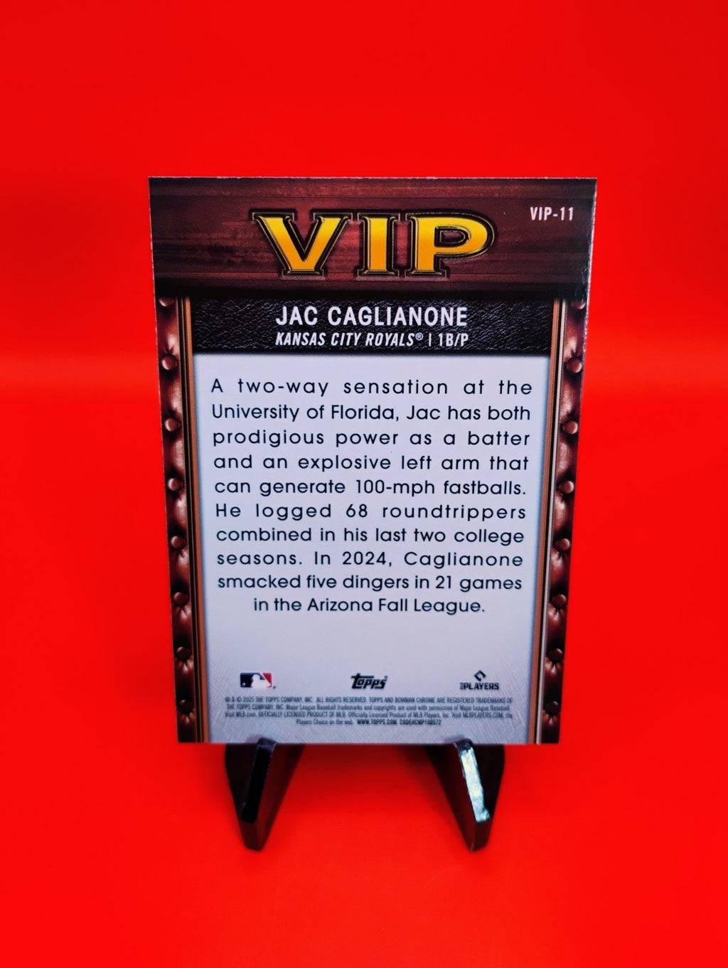 Jac Caglianone 2025 Bowman Baseball VIP Insert #VIP-11  Royals #1 Prospect 🔥💎