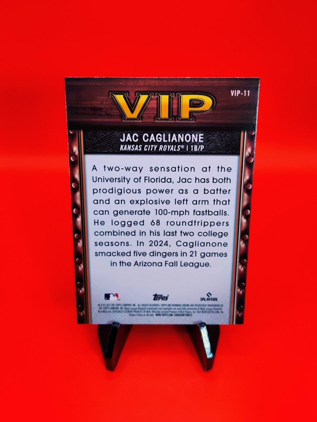 Jac Caglianone 2025 Bowman Baseball VIP Insert #VIP-11  Royals #1 Prospect 🔥💎