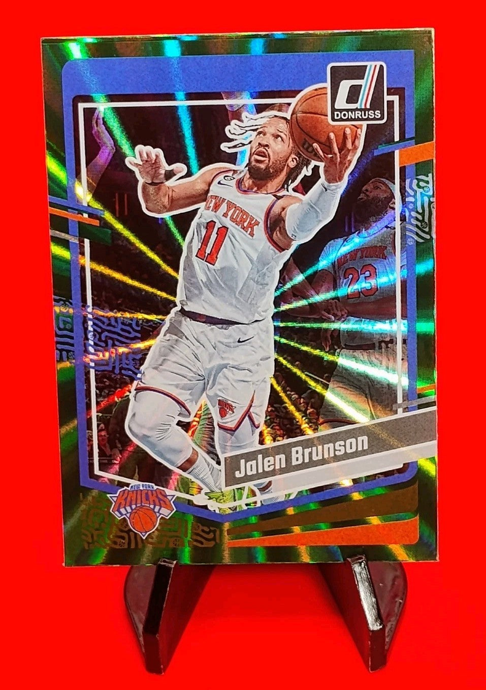 Jalen Brunson 2023-24 Donruss #189 Green Laser Holo Foil NY Knicks - Finals MVP!