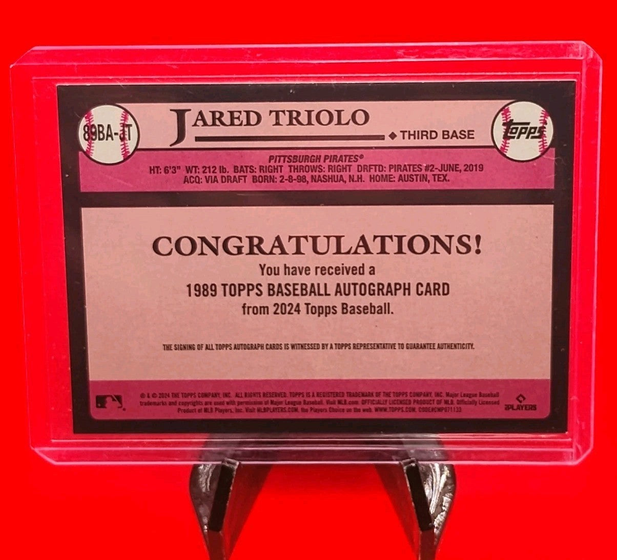 Jared Triolo 2024 Topps 1989 Topps Baseball 35th Anniversary RC Auto #89BA-JT