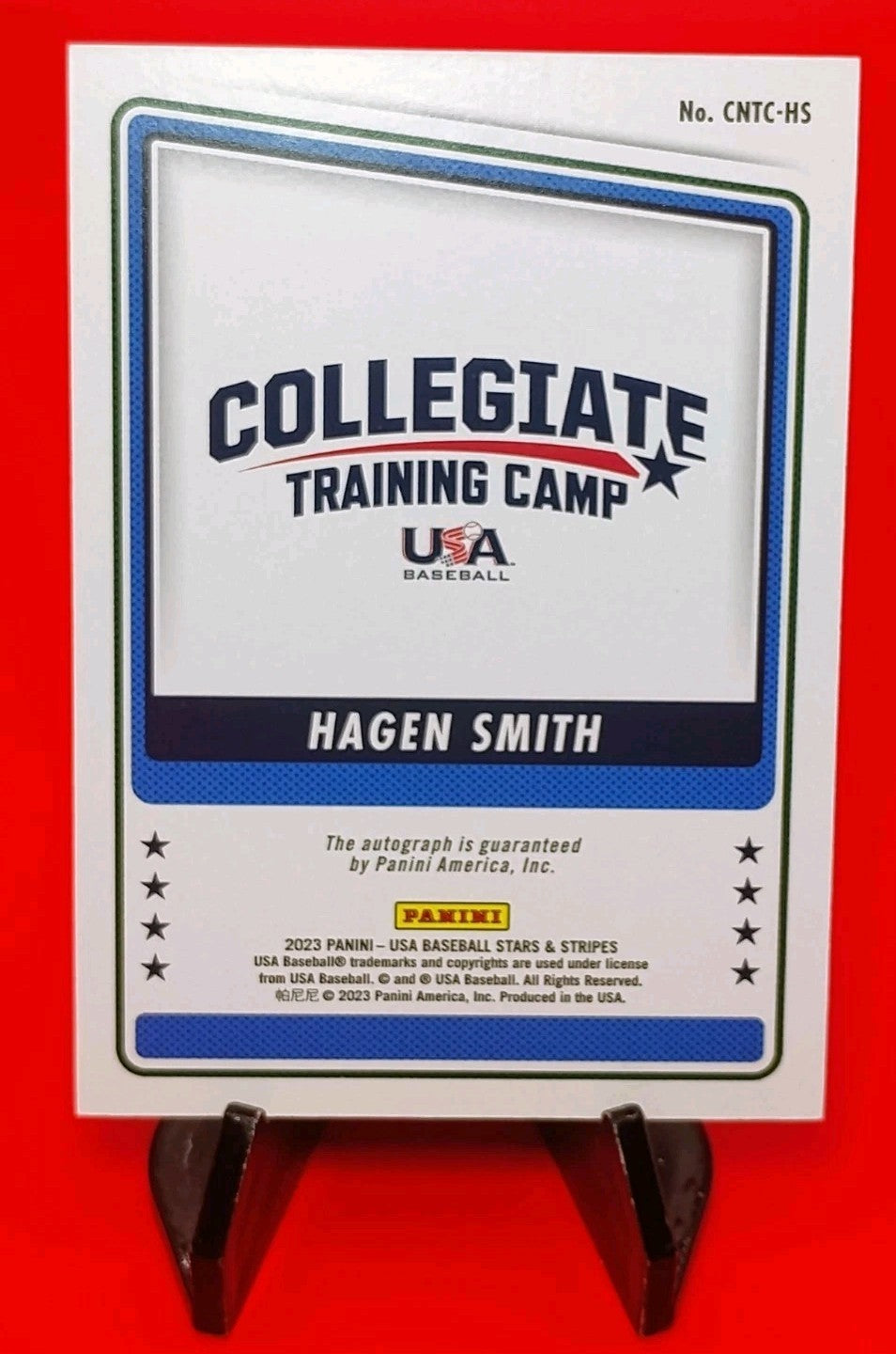 Hagen Smith 2023 Panini Stars & Stripes Baseball Collegiate Signatures #CNTC-HS