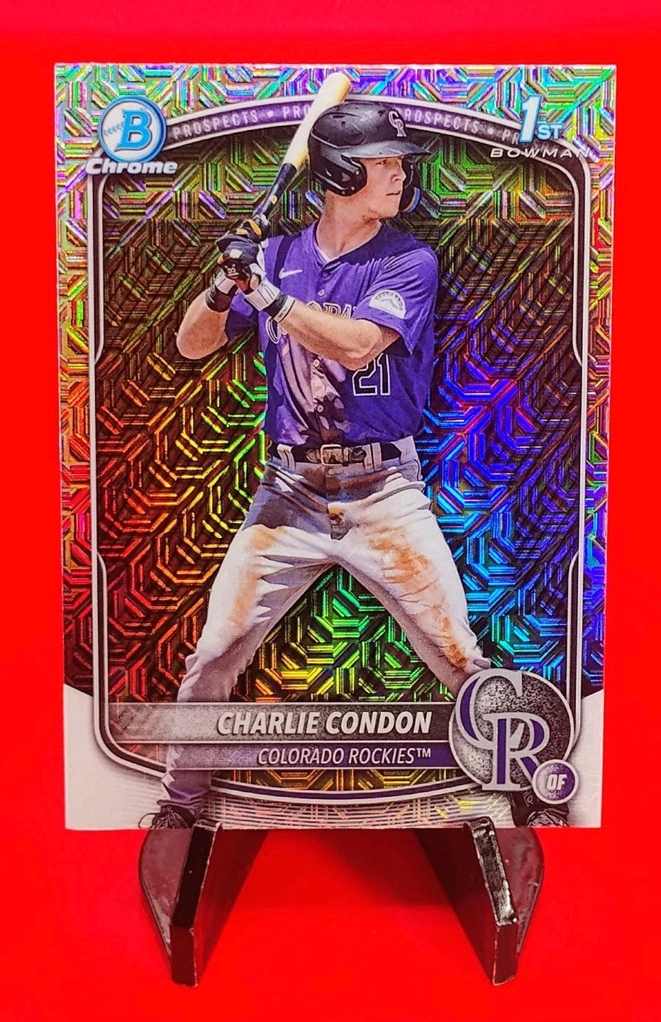 Charlie Condon 2025 Bowman 1st Chrome #BCP-75 Mojo Refractor Colorado Rockies 💎