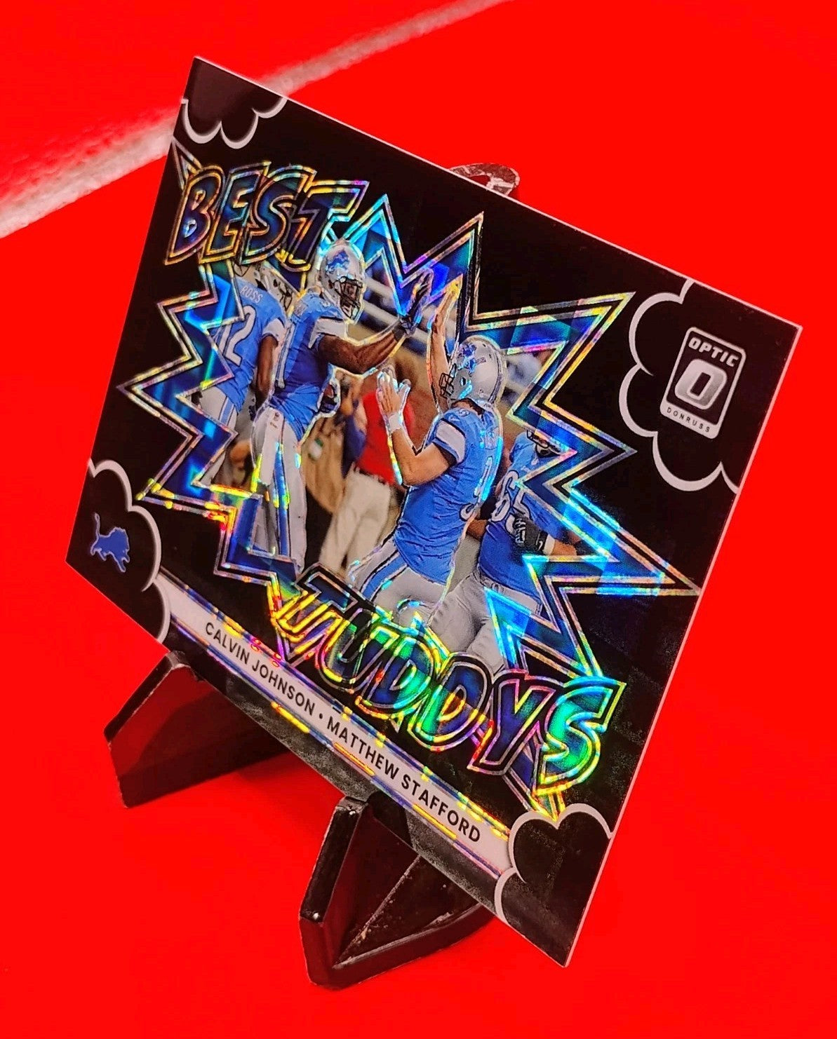 Calvin Johnson-Matt Stafford 2025 Donruss Optic Best Tuddy's Black Pandora #/149