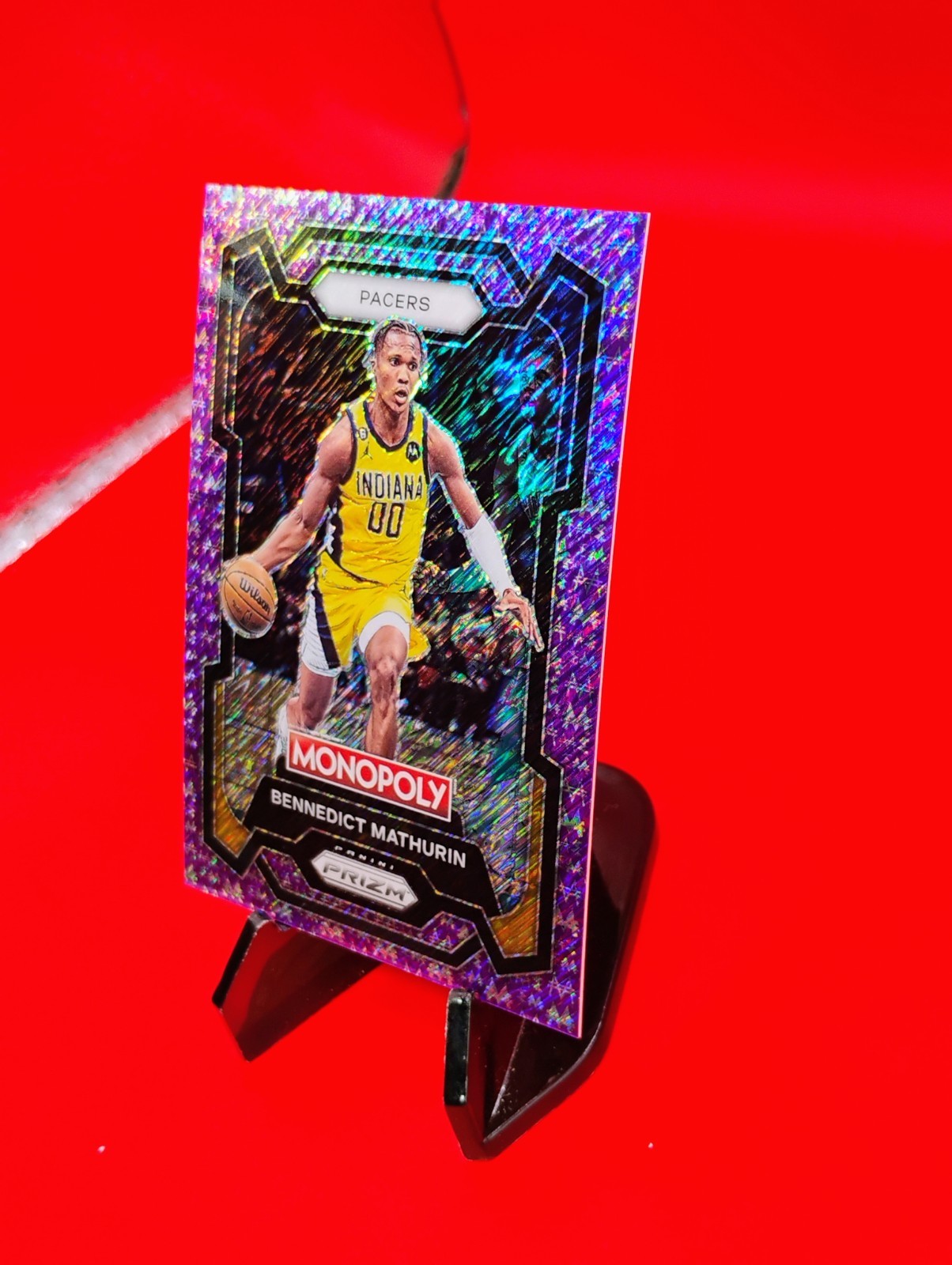 Benedict Mathurin 2023-24 Panini Prizm Monopoly Purple Money Shimmer #30/50