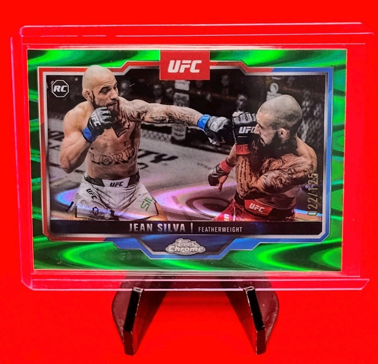 Jean Silva 2025 Topps UFC Chrome RC #56 Green RayWave Refractor #22/125