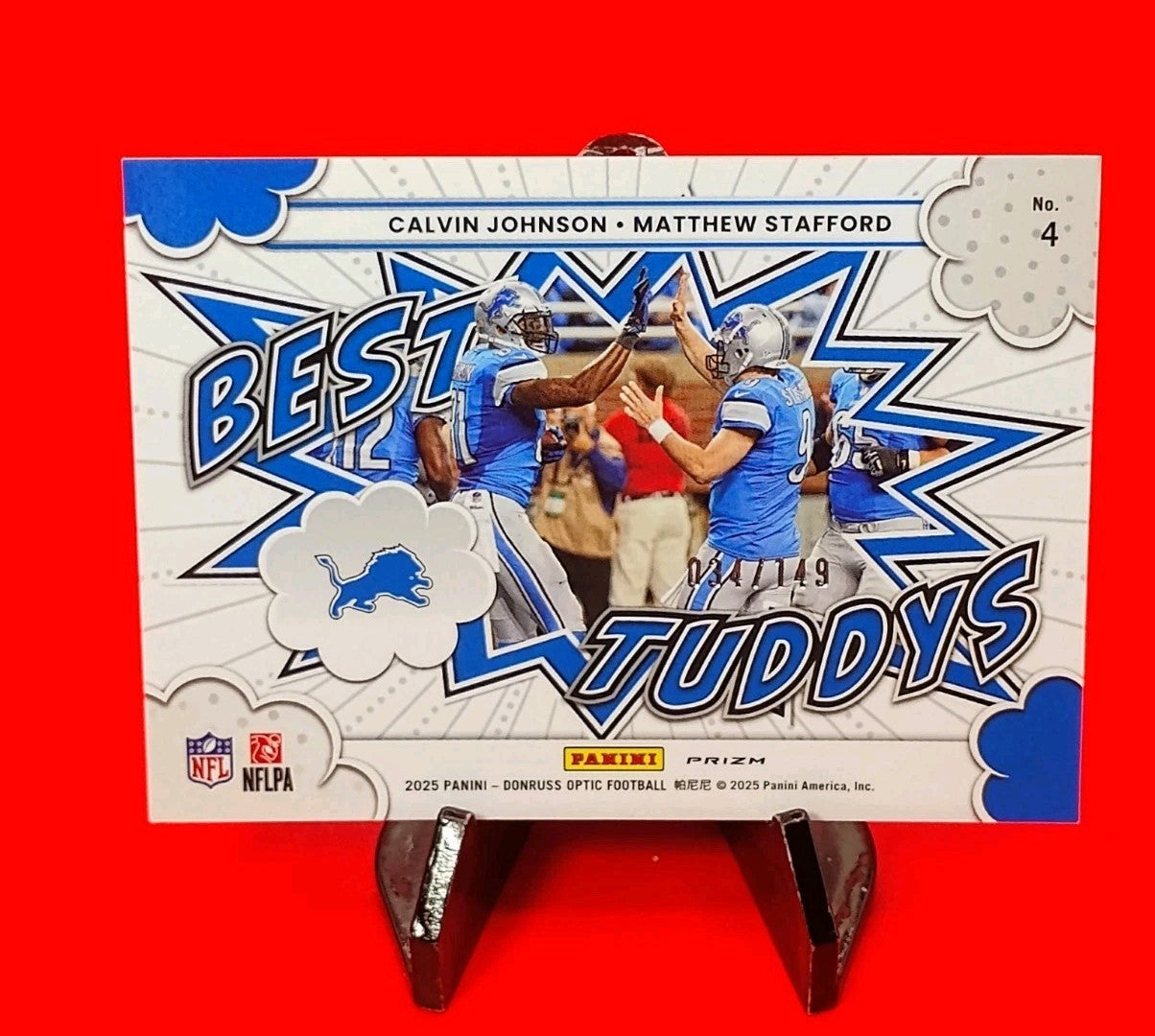 Calvin Johnson-Matt Stafford 2025 Donruss Optic Best Tuddy's Black Pandora #/149