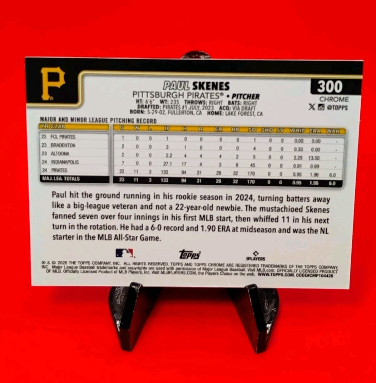 Paul Skenes 2025 Topps Chrome #300 Rookie Cup XFractor - Pittsburgh Pirates 💎🔥